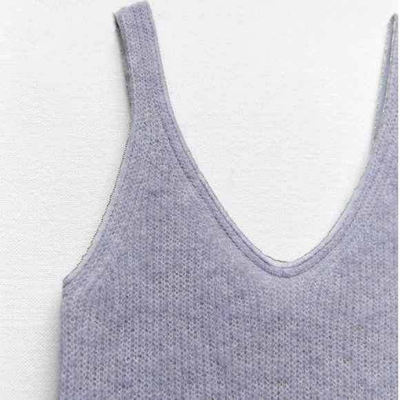 Zara Limited Edition Wool Alpaca Beaded Strappy Dress - Picture 5 of 5